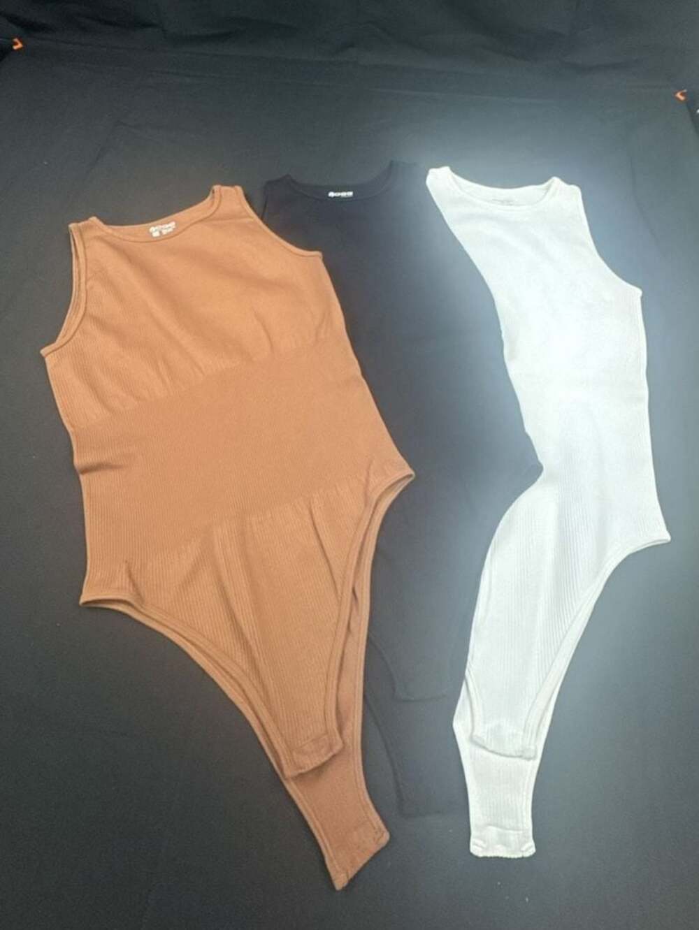 GOQQ Women's Ribbed Seamless Sleeveless Bodysuit Lot of 3 Size L